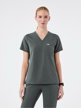 Figs Catarina Scrub Top + High Waisted Zamora Petite Jogger Scrub Pant - Bonsai